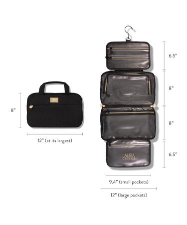Buy LAURA GELLER NEW YORK Quilted Folding Travel Makeup Bag - Black Hanging Toiletry Organizer | Large Capacity & Easy to Clean - Perfect for International Travel - Buy Online on SooperMarket.com