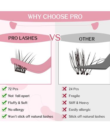 Cluster Lashes 72 Pcs Lash Clusters DIY Eyelash Extension Individual Lashes Into You-02 D-8-16 mix Thin Band Easy to Apply at home Lashes 8-16 mix Into You-02 - Buy Online on SooperMarket.com