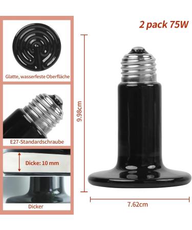 Repti Home 150W Ceramic Heat Radiator (2-Pack) - Best Reptile Heat Lamp Bulbs for Amphibians Pet Breeding Chickens Dogs & Cats - Buy Online on SooperMarket.com