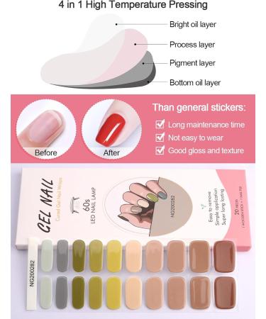 Kalolary 20PCS Nail Adhesive Wrap Nail Gel Polish Strips Full Wraps Nail Polish Stickers Cured Gel Nail Strips Self-Adhesive Gel Nail Wrap Stickers Decals(UV/LED Lamp Required) (Colorful 3) - Buy Online on SooperMarket.com