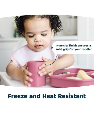 Tiny Twinkle Training Cup 2 Pack - Silicone Cups for Baby Led Weaning - Soft Open Cup for Independent Drinking (Pink Burgundy) - Buy Online on SooperMarket.com