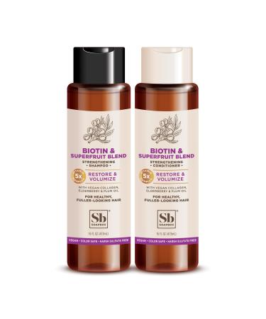 Soapbox Biotin & Superfruit Shampoo & Conditioner Set with Vegan Collagen Aloe and Shea Butter Pack of 2 Sulfate Free Paraben Free Silicone Free Color Safe and Vegan Hair Products 16 Ounces Each