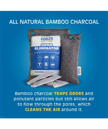 Gonzo Bamboo Charcoal Odor Eliminator 250g - Natural Air Freshener Bags for Home Pets & Gym - Purifying Charcoal Odor Absorber - Buy Online on SooperMarket.com