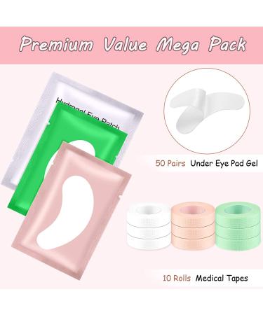 9 Rolls Eyelash Extension Tape with 60 Pairs of Under Eye Gel Pads - Breathable Fabric Lash Tape for Eyelash Extensions - Beauty Tool Set - Buy Online on SooperMarket.com