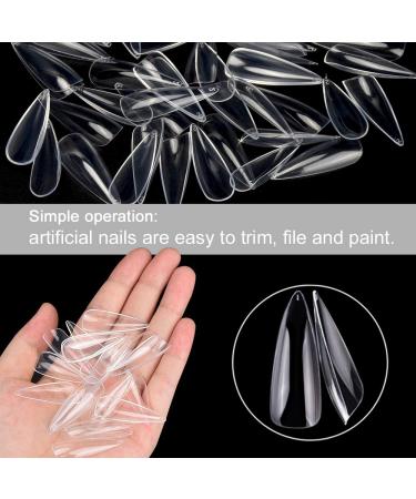 1200PCs Almond Shape Fake Nails - 12 Sizes Acrylic Nail Tips for Manicure & Nail Art - Clear & Natural Finish - Buy Online on SooperMarket.com