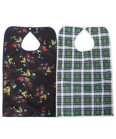 Adult bib Reusable Waterproof for Adults Washable with crumb compartment and snap button closure