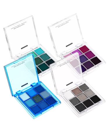 Healeved 4 Pcs Eye Shadow Palette Eye Shadow Plate Colorful Eyeshadow Palette Glitter Eyeshadow Plastic
