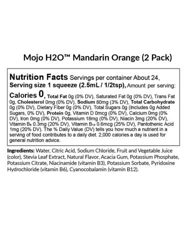 Mojo H2O Natural Water Enhancer Drops with B Vitamins and Electrolytes - Energy Support, Sugar-Free, Zero Calories - Mandarin Orange Flavor (4 pk) - Buy Online on SooperMarket.com