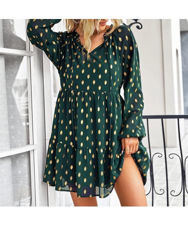 Naroote Womens Fashion Dress V-Neck Breathable Drawstring Travel Dress for Business Women Small Dark Green - Buy Online on SooperMarket.com