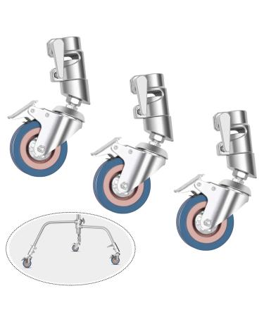 Emart Professional Swivel Caster Wheels Set, Heavy Duty Photography C Stand Rolling Metal Rubber Wheels with Brake for Photo Video Studio Shooting, Foldable Light Stand Tripod Magic Leg Wheel