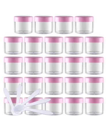 Zeoabsy 20 pieces 20ml of empty can clear crucible cream can empty transparent crucible Tiegel with pink screw cap trip for lotion mini candles nail art lip balm cream rosa 20ml