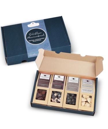 Gift set "Men's evening - Best of Chocolate" with chocolate and noble nuts |4 Premium snacks in the gift box |Gift for man friend father brother grandpa |Wellnut Premium Premium Best of Chocolate 4 snacks in the gift box