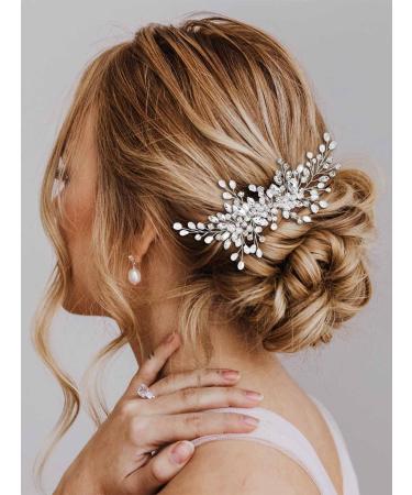 Catery Rhinestone Bridal Hair Comb - Silver Wedding Hair Piece for Women and Girls - Buy Online on SooperMarket.com