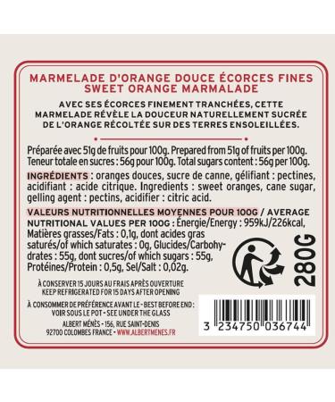 Sweet Orange Marmalade 280g Albert M n s - Buy Online on SooperMarket.com