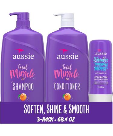 Aussie Total Miracle Shampoo Conditioner and 3 Minute Miracle Treatment Bundle Pack (1 792 mL Total) & Kids Sulfate Free Shampoo Conditioner and Detangler Bundle Paraben Free (1 186 mL Total) - Buy Online on SooperMarket.com
