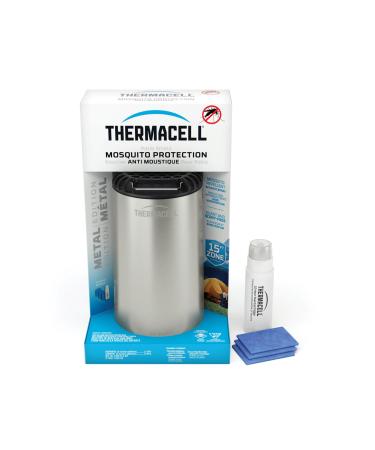 Thermacell Camping Mosquito Repeller Nickel Metal Edition Highly Effective Mosquito Repellent for Camping No Candles or Flames DEET-Free No Odour Bug Spray Alternative Includes 12-Hour Refill