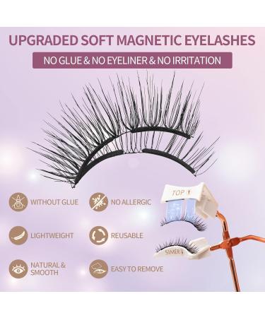 Buy 4D Magnetic Eyelashes Without Eyeliner | Reusable Dual Magnetic Lashes with Applicator - Easy to Wear & Natural Look - Buy Online on SooperMarket.com