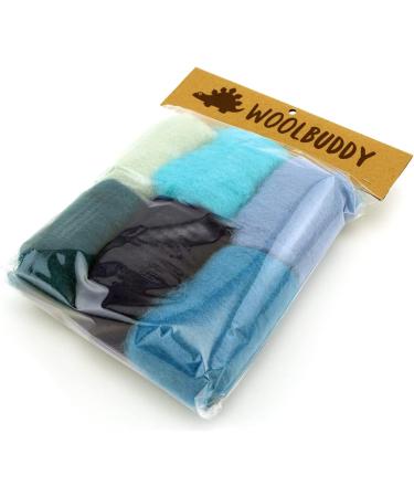 Woolbuddy Needle Felting Wool Roving Bag 60g - Handmade Sheepwool Zero Waste Kit for Beginners and Adults - Felting Supplies and Soap (Blue) - Buy Online on SooperMarket.com