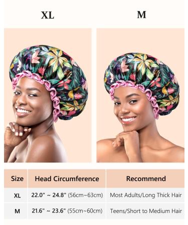 Mikimini Large Rainforest Shower Hood for Women | Pink Lace Waterproof XL Shower Cap for Long Hair | Reusable Bath Accessory - Buy Online on SooperMarket.com