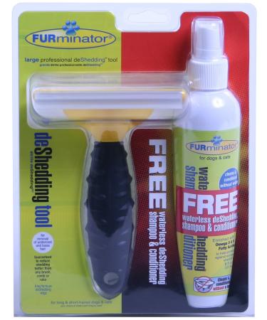 FURminator Combo Pack: Deshedder Tool with 8oz Waterless Shampoo and Conditioner Large