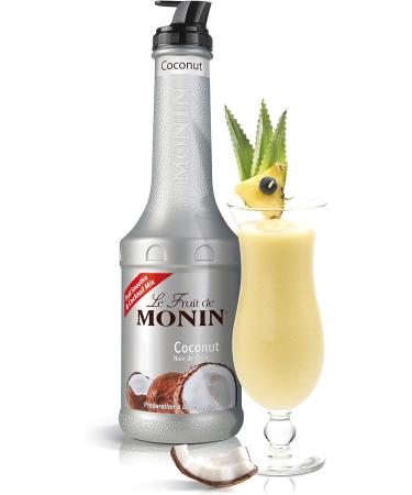 MONIN Coconut Fruit Mix Puree 1L for Cocktails and Frappes - Vegetarian, Allergen-Free, 100% Natural Flavours. 2-in-1 Coconut Puree & Sugar Syrup Hybrid - Buy Online on SooperMarket.com