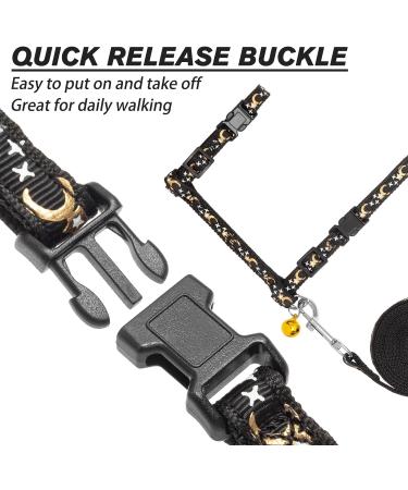 SCIROKKO Escape Proof Cat Harness and Lead Set - Luminous Moon and Star Design, Adjustable for Outdoor Walking - Safety Buckle, Black - Buy Online on SooperMarket.com
