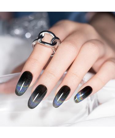 Buy RARJSM Cat Eye Gel Nail Polish - Galaxy Chameleon Magnetic Black Holographic Glitter | UV LED Soak Off for Salon & DIY Manicure Art - 7.5ML - Buy Online on SooperMarket.com