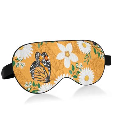 Haskirky Light Blocking Eye Mask Breathable and Adjustable Adult Men and Women Travel on Business Trips Yoga Meditation Light Smooth Comfortable Eye Mask Office Deep Sleep Goodies White Flower Butt