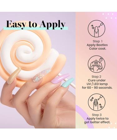 Beetles Candy Land Gel Nail Polish Kit with Light - Pastel Colors Set | UV LED Lamp, Base & Top Coat for DIY Home Manicure - Buy Online on SooperMarket.com