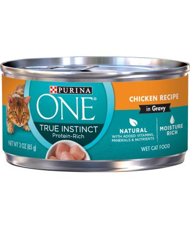 Purina ONE True Instinct High Protein, Natural Wet Cat Food in Sauce or Gravy - (24) 3 oz. Cans Gravy Chicken (24) 3 oz. Cans