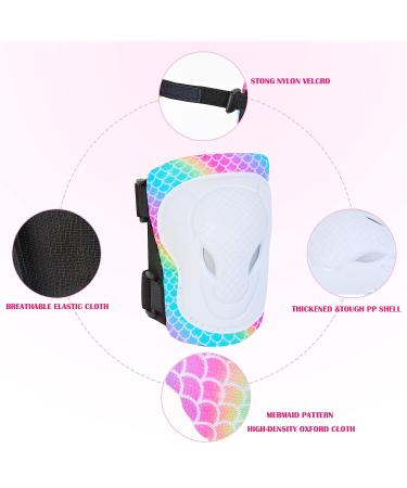 Rainbow Mermaid Kids Skating Protective Gear Set - Knee Pads, Elbow Pads, Wrist Guards for Skateboard, Roller Skating, Scooter - Ages 3-8 - Buy Online on SooperMarket.com