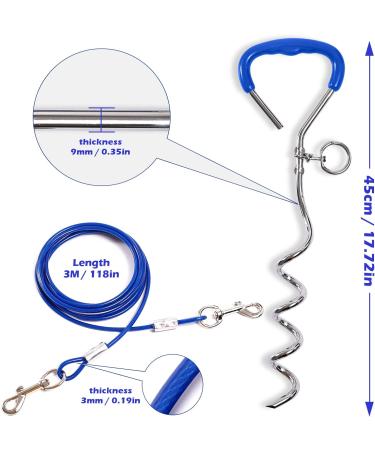 JETOP Heavy Duty Dog Stake & 10 ft Dog Chains Steel Spiral Ground Dog Spike for Outdoor Yard and Camping Dog Camping Accessories for Puppy Pet and Medium Dogs (176 lbs of pull) (Blue) - Buy Online on SooperMarket.com