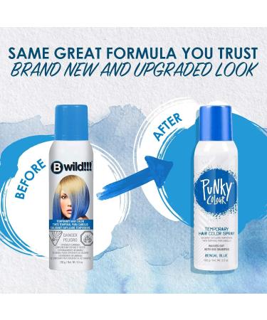 Punky Temporary Hair Color Spray in Bengal Blue - Non-Sticky, Non-Damaging Travel Size Dye for Instant Vivid Color - 3.5 oz - Buy Online on SooperMarket.com