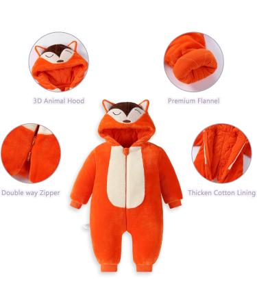 COOKY.D Baby Animal Hooded Winter Romper | 24-30 Months Fox Snowsuit Coat - Buy Online on SooperMarket.com