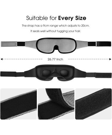 PrettyCare 3D Contoured Sleep Mask - Blockout Light Eye Cover with Earplugs and Travel Bag - Gray Night Eyeshade - Buy Online on SooperMarket.com