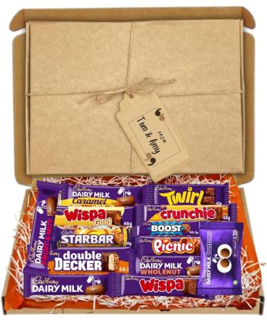 Personalised Cadbury chocolates hamper gift for everyone in unique presentation Full Sized Bars of the most favourite flavours comes with your own meaningful message (Personalised) - Buy Online on SooperMarket.com