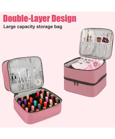 Movstriker Nail Polish Organiser Bag Double Layer Nail Varnish Storage Holds 30 Bottles and A Nail Lamp Traveling Nail Polish Storage Case Portable Nail Lipstick Beauty Tools Box(Pink) - Buy Online on SooperMarket.com