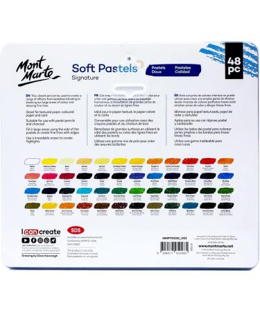 Mont Marte Soft Pastels in Tin Box Signature 48pc - Vibrant Assorted Colors for Art, Craft, Coloring, Sketching - Great Blending, Storage Case Included - Buy Online on SooperMarket.com