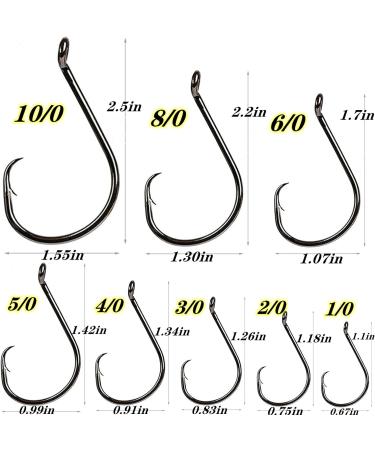200Pcs DAMIDEL Octopus Fishing Hooks | Forged Steel | Barbed Design | Off-Set Point | Closed Eye | Mixed Sizes 10/0 to 1/0 - Buy Online on SooperMarket.com