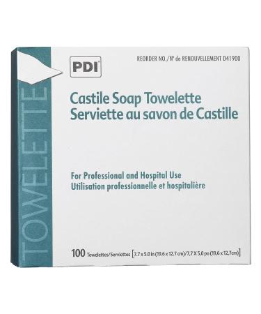 PDI Castile Soap Wipes with Coconut Oil - 100 Premoistened Towelettes, Travel Size, 5 x 7.7 - 1 Pack - Buy Online on SooperMarket.com