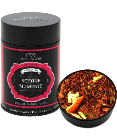 Hallinger's beautiful moments - Loser Roibusch -Tee/Rooibos with peach mango & papaya (can) - Mother's Day gift & gift ideas for Father's Day |General New Year's Eve anniversary Roibustee pineapple orange papaya and more 120 g (1 Pack)