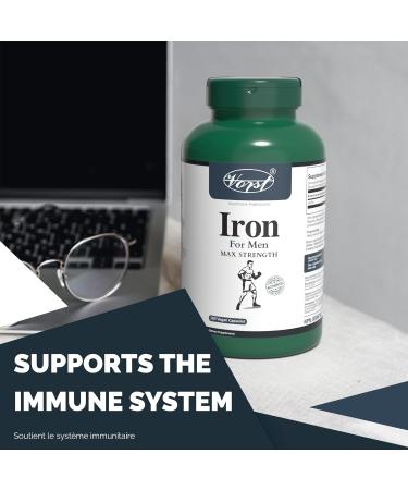 VORST Iron Supplement for Men Max Strength 180 Vegan Capsules | Made with Ferrous Fumarate | Alternative to Liquid | 1 Bottle 180 count (Pack of 1) - Buy Online on SooperMarket.com