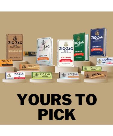 Zig-Zag Unbleached Pre Roll Cones Bulk 900 Count 1 Size Slow Burning 100% Natural Gum Arabic No Bleach Authentic - Buy Online on SooperMarket.com