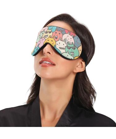 Haskirky Light Blocking Eye Mask for Deep Sleep | Adjustable & Breathable | Ideal for Travel, Yoga, Meditation | Cute Rabbit Doodle Design - Buy Online on SooperMarket.com