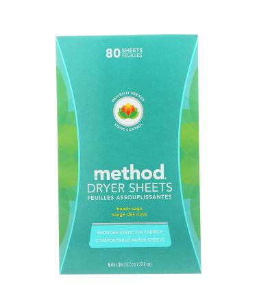 Method Beach Sage Scent Dryer Sheets 80 pk6