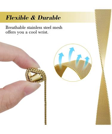KOREDA Fitbit Luxe Bands Set - 2 Pack Stainless Steel Metal + Mesh Woven Strap Replacement for Fitbit Luxe Fitness Tracker (Champagne Gold) - Buy Online on SooperMarket.com