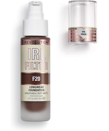 Makeup Revolution IRL Filter Longwear Foundation F20 Deep Skin Tones 23ml - Matte Finish, 16-Hour Wear (Pack of 1) - Buy Online on SooperMarket.com