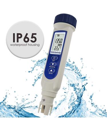 High Accuracy Salinity Tester with Automatic Calibration for Salt Water - Portable Salinity/TDS/Temperature Meter for Pool and Aquarium - Includes Salinity Calibration Solution - Best Salinity/TDS & Temp. Meter - Buy Online on SooperMarket.com