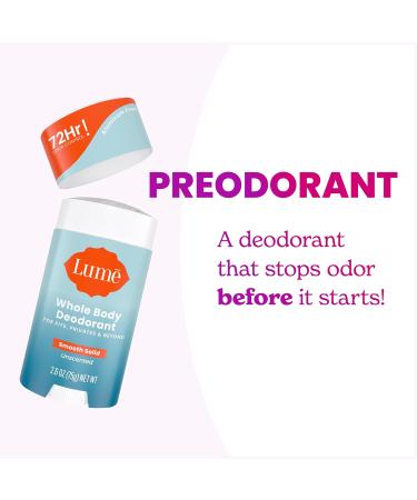 Lume Whole Body Deodorant - Smooth Solid Stick - 72 Hour Odor Control - Aluminum Free Baking Soda Free and Skin Loving - 2.6 Ounce (Pack of 3) (Unscented) Unscented 2.6 Ounce (Pack of 3) - Buy Online on SooperMarket.com
