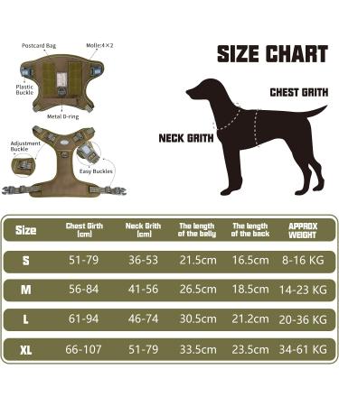 Auroth Tactical Anti-Pull Dog Harness | Size Large (Neck 46-74cm, Chest 61-94cm) | Adjustable & Breathable Pet Vest in Green Brown Army Green | Reflective Military Materials - Buy Online on SooperMarket.com